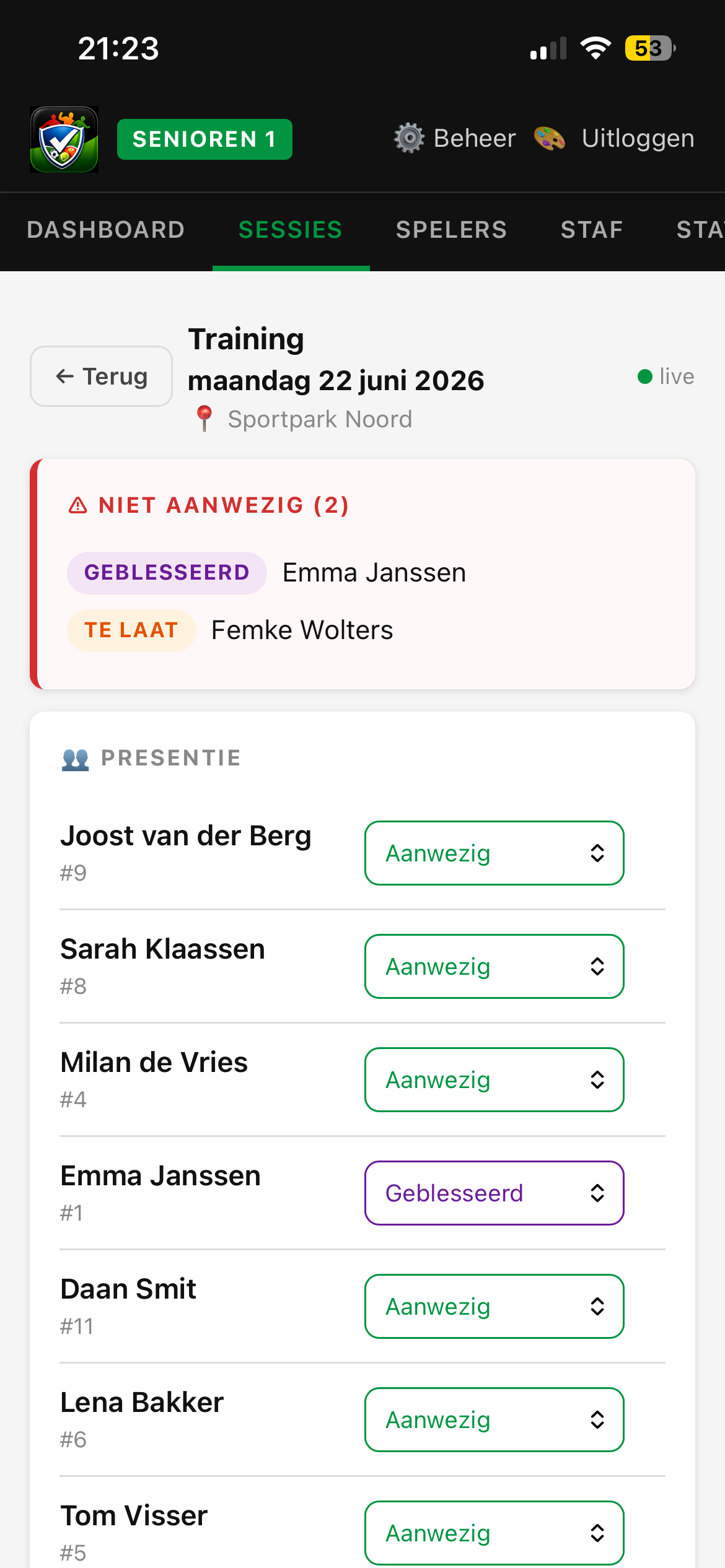 Presentie bijhouden