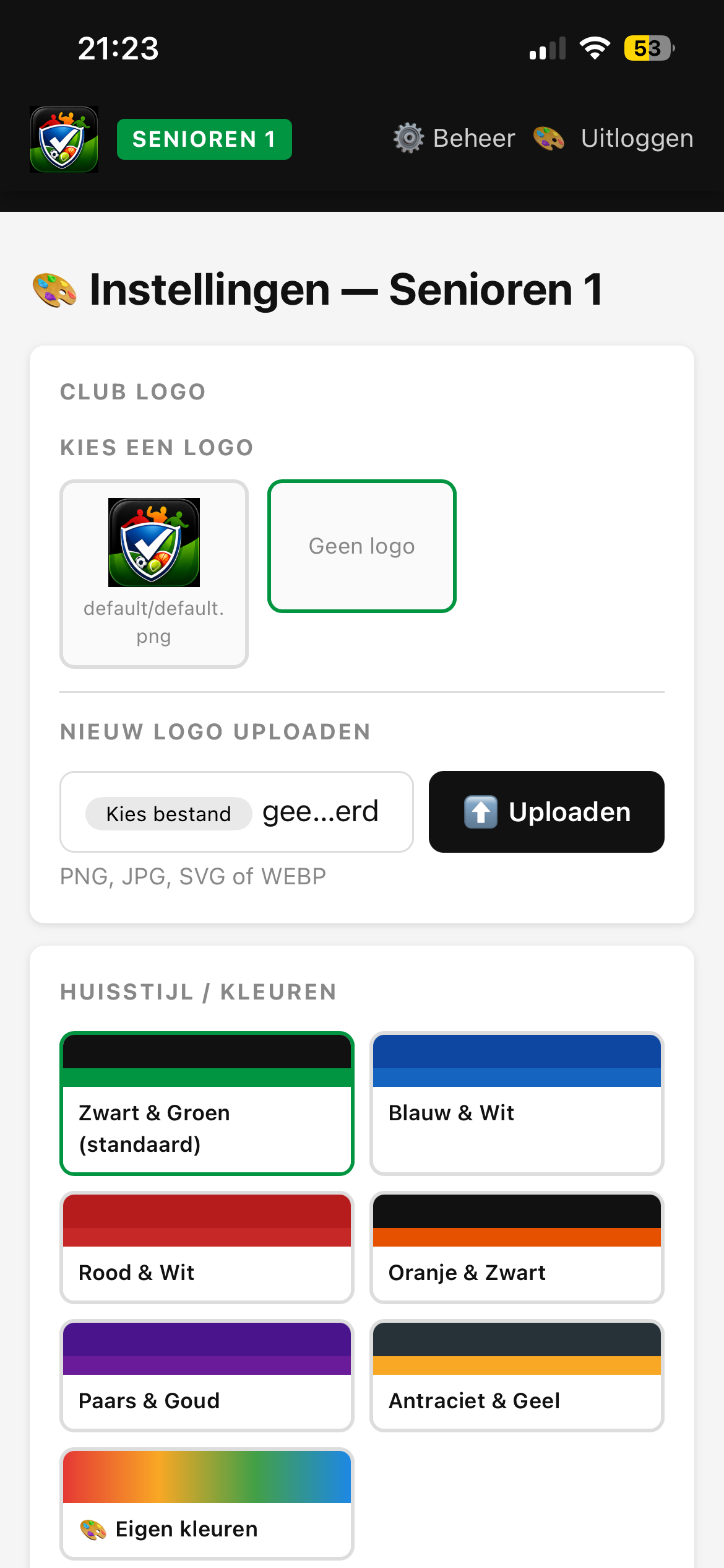 Instellingen en huisstijl